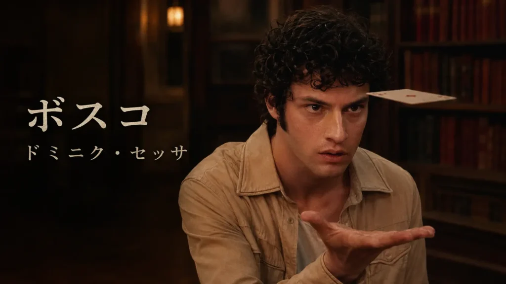 映画『グランド・イリュージョン/ダイヤモンド・ミッション』のボスコと俳優ドミニク・セッサを紹介するプロフィール画像