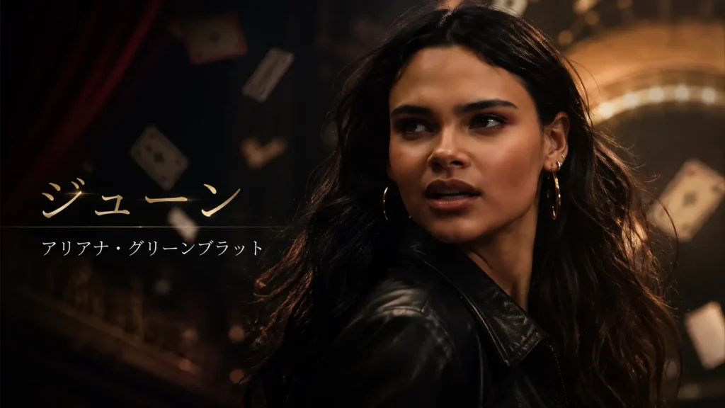 映画『グランド・イリュージョン/ダイヤモンド・ミッション』のジューンと俳優アリアナ・グリーンブラットを紹介するプロフィール画像