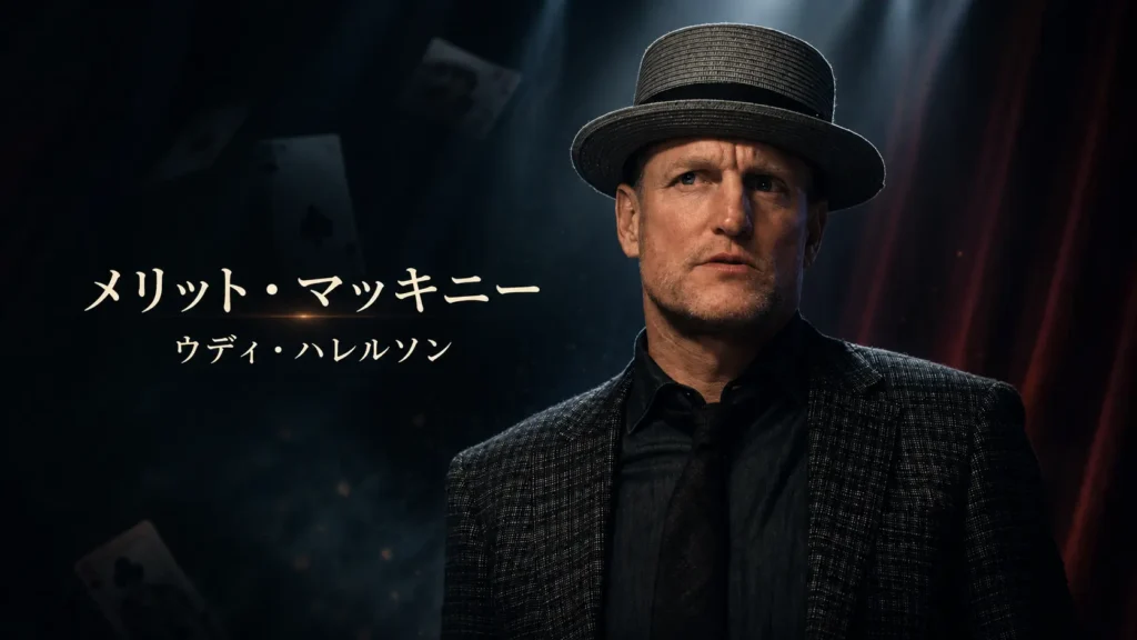 映画『グランド・イリュージョン』のメリット・マッキニーと俳優ウディ・ハレルソンを紹介するプロフィール画像